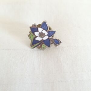 Silver Colorado State Flower Pin Enamel